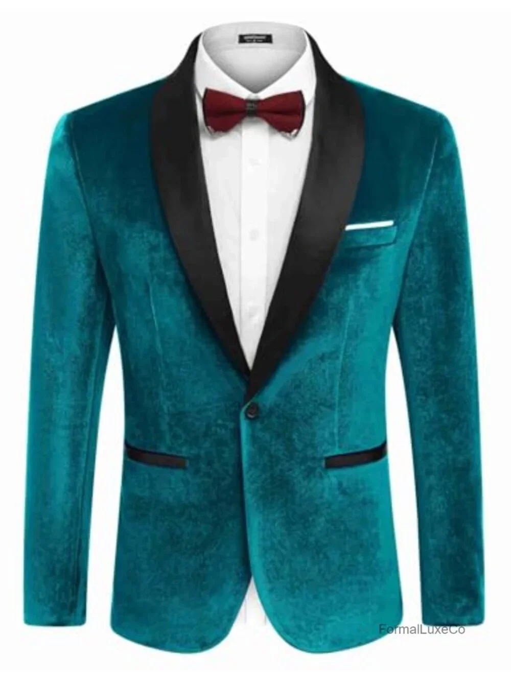Men's Velvet Tuxedo Jacket One Button Slim Fit Shawl Collar Wedding Blazer
